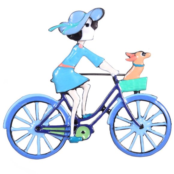 Oh My Lady Jewelry - Cute Riding a Bicycle Brooch Pin